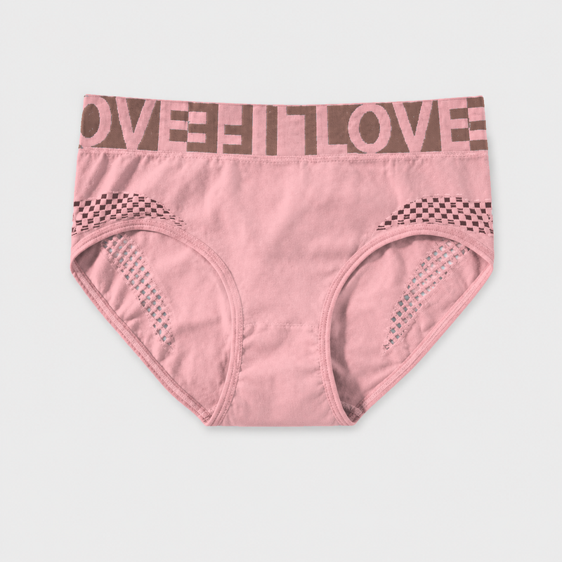 Grid Cutout Wide-Waistband Panties