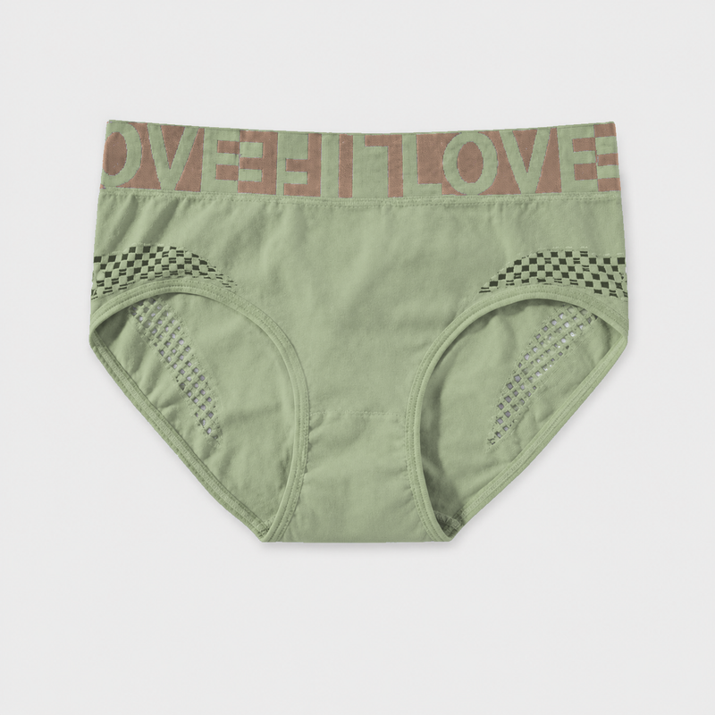 Grid Cutout Wide-Waistband Panties