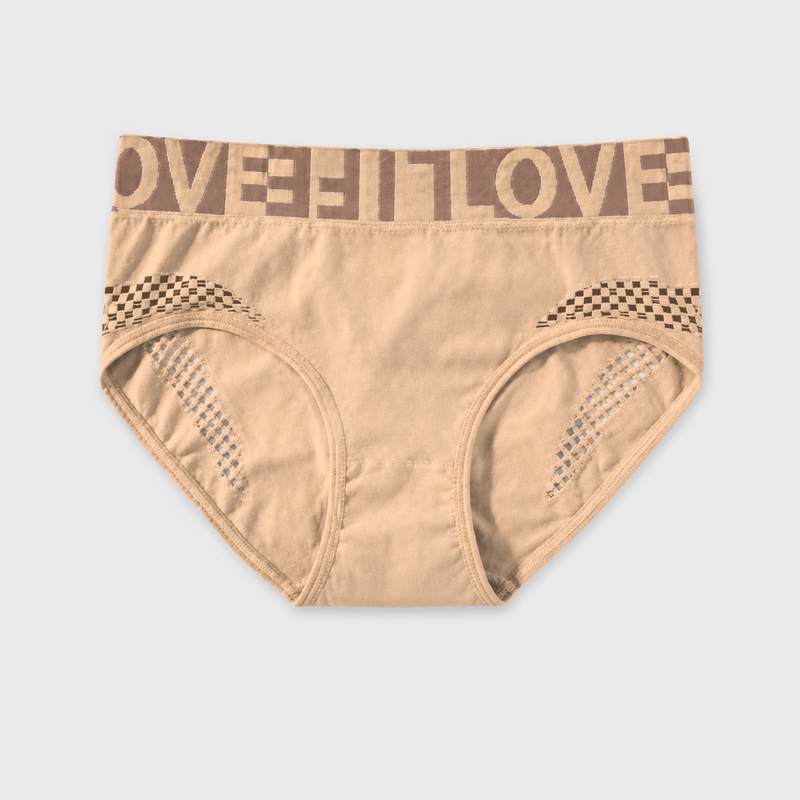 Grid Cutout Wide-Waistband Panties