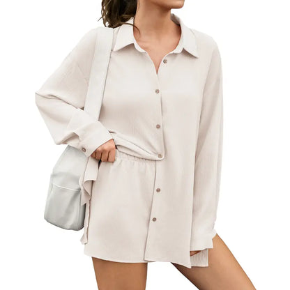 Oversized Button-Down Shirt & Shorts Set