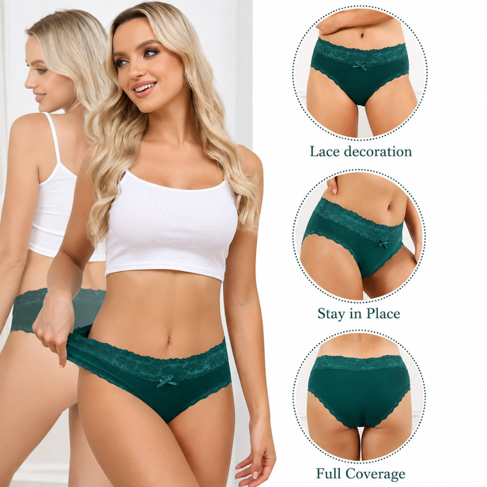 6-Pack Cotton Lace Bikini Panties S-XXL