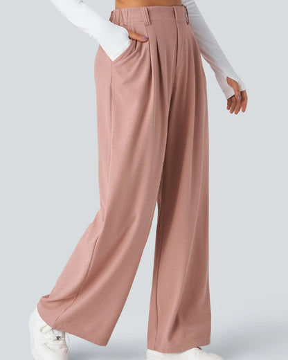 High Waisted Pocket Wide Leg Waffle Pants