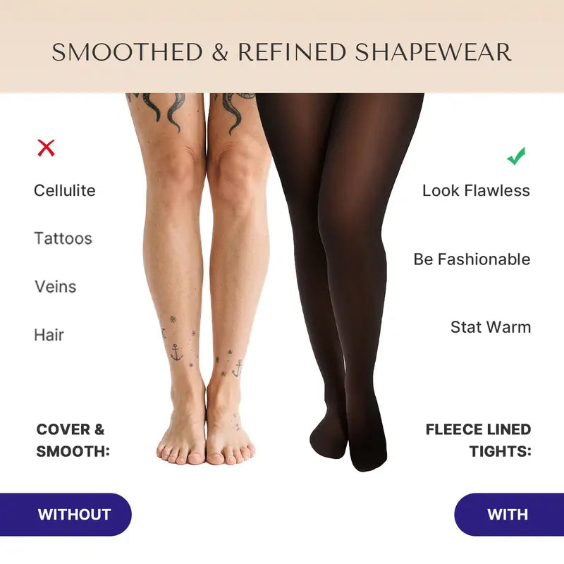 Fleece-Lined Sheer Tummy Control Tights