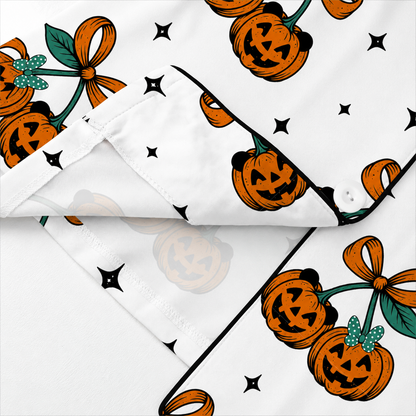 Halloween Pajamas Women Button Short Sleeve Tops Matching Cute Shorts Fall Pjs Sets