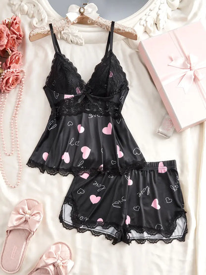Silky Lace Flowy Cami & Shorts Set