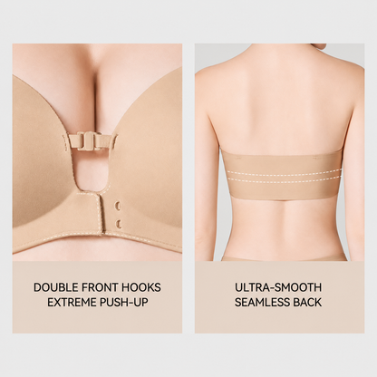 No-Slip Front Closure Push-Up Strapless Bra