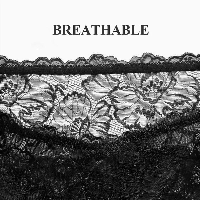 High-Waist Floral Lace Cotton Briefs – 4/6/8 Pack