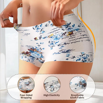 Floral High-Waist Boyshort Briefs (4-Pack)