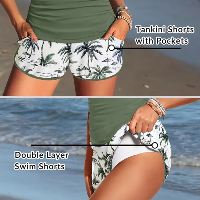 Tummy Control Ruched Tankini Set