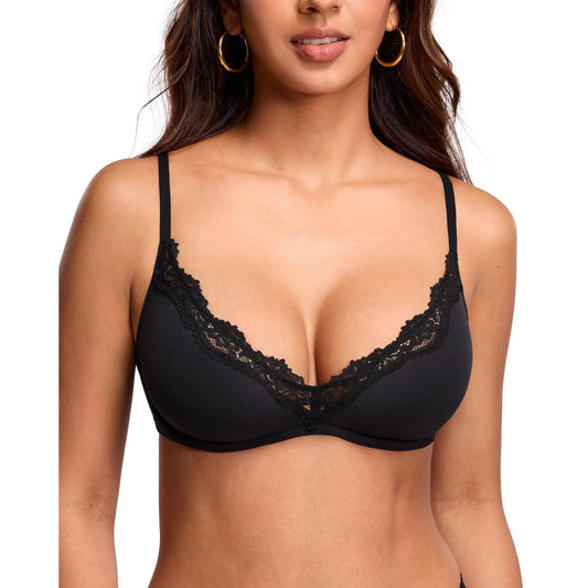 Lace Plunge Balconette Underwire Bra