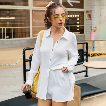 Oversized Button-Down Shirt & Shorts Set