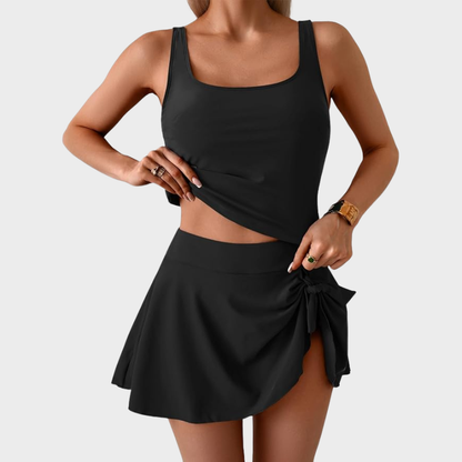Women's Tummy Control Tankini with Swim Skirt