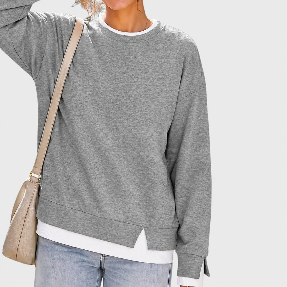 Layered Crew Neck Oversized Sweatshirt