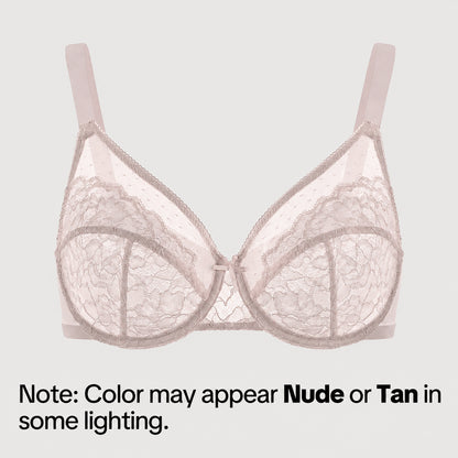 Full Coverage Lace Minimizer Bra - Petal
