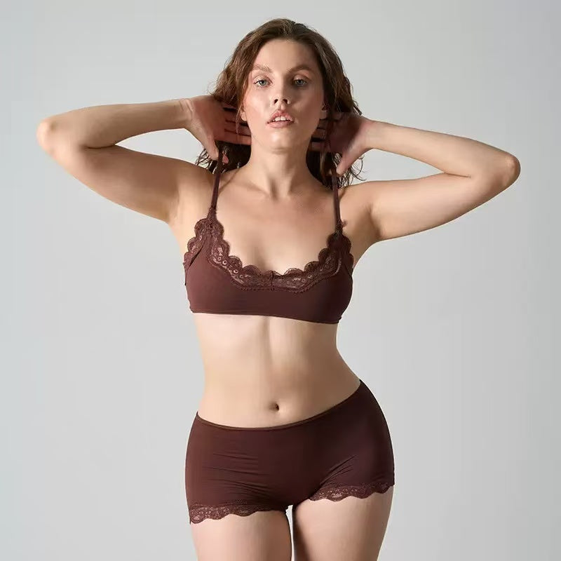 Lace Bralette & Boyshort Lingerie Set