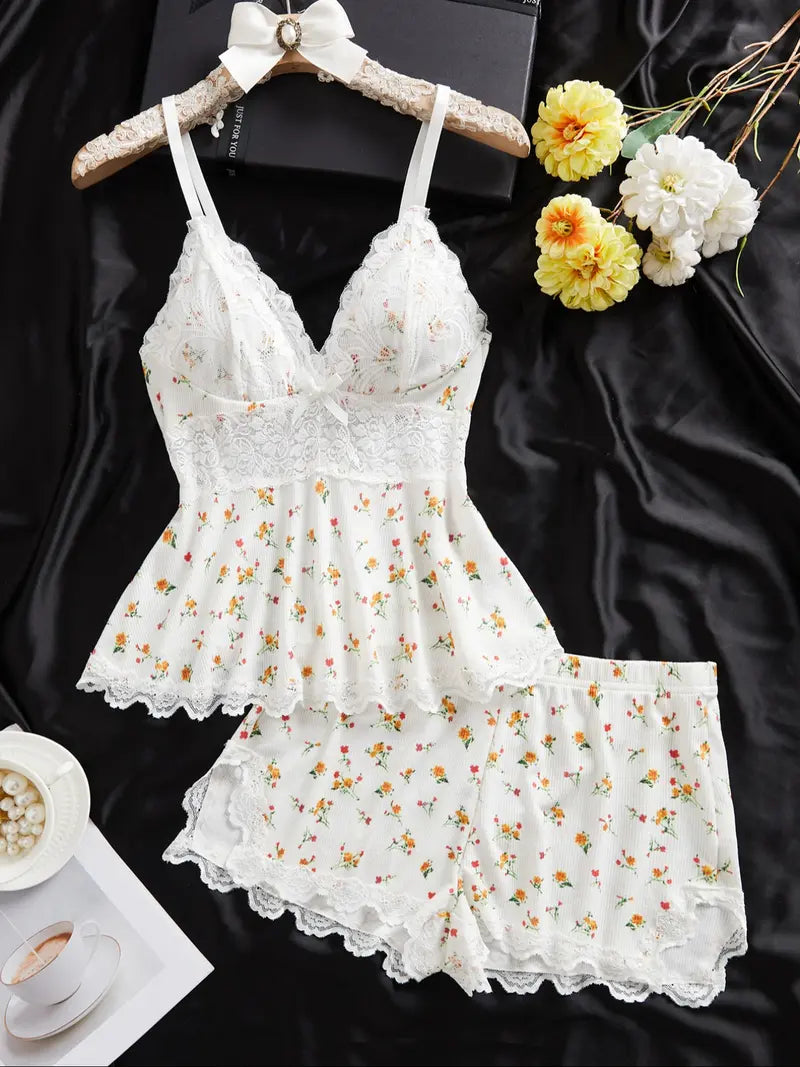 Silky Lace Flowy Cami & Shorts Set