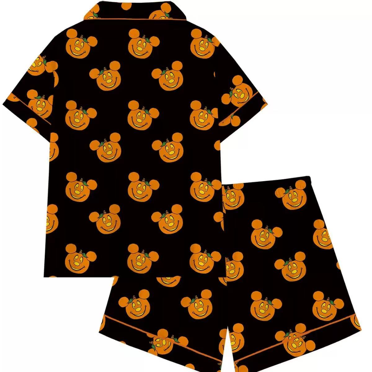 Halloween Pajamas Women Button Short Sleeve Tops Matching Cute Shorts Fall Pjs Sets