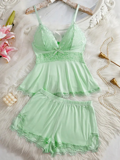 Silky Lace Flowy Cami & Shorts Set