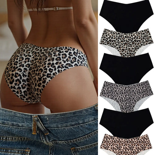 6-Pack Women’s Seamless Leopard Print Panties – Soft Stretch & Breathable