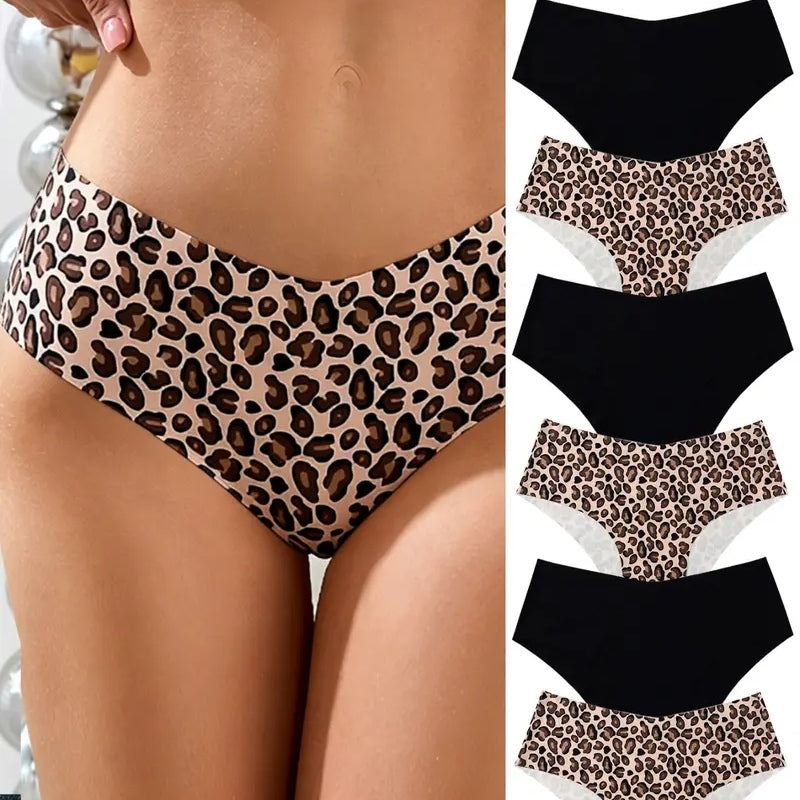 6-Pack Women’s Seamless Leopard Print Panties – Soft Stretch & Breathable