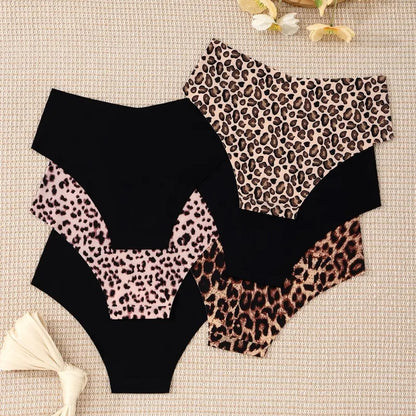 6-Pack Women’s Seamless Leopard Print Panties – Soft Stretch & Breathable