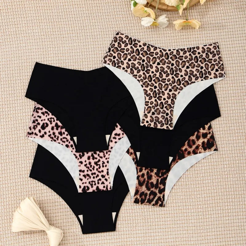 6-Pack Women’s Seamless Leopard Print Panties – Soft Stretch & Breathable
