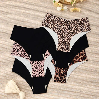 6-Pack Women’s Seamless Leopard Print Panties – Soft Stretch & Breathable