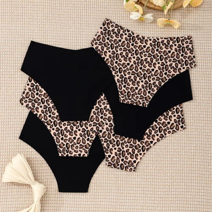 6-Pack Women’s Seamless Leopard Print Panties – Soft Stretch & Breathable