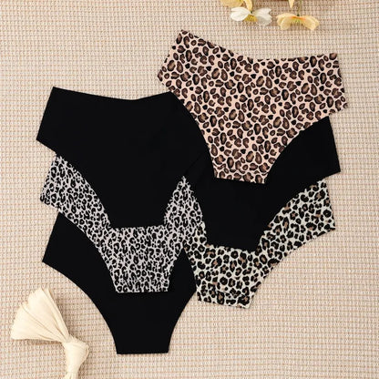 6-Pack Women’s Seamless Leopard Print Panties – Soft Stretch & Breathable