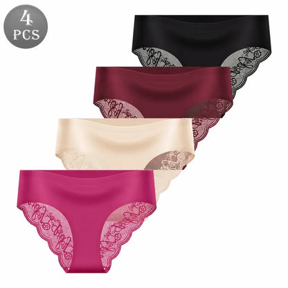 Seamless High-Waist Lace Trim Briefs