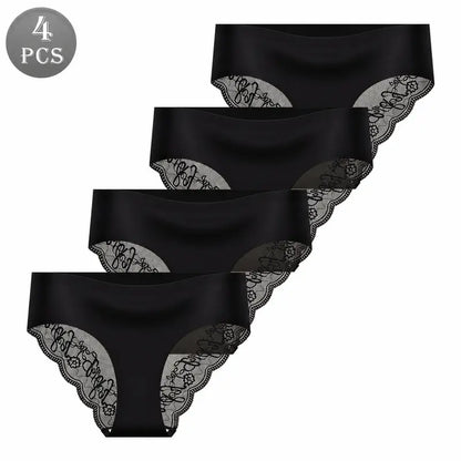 Seamless High-Waist Lace Trim Briefs